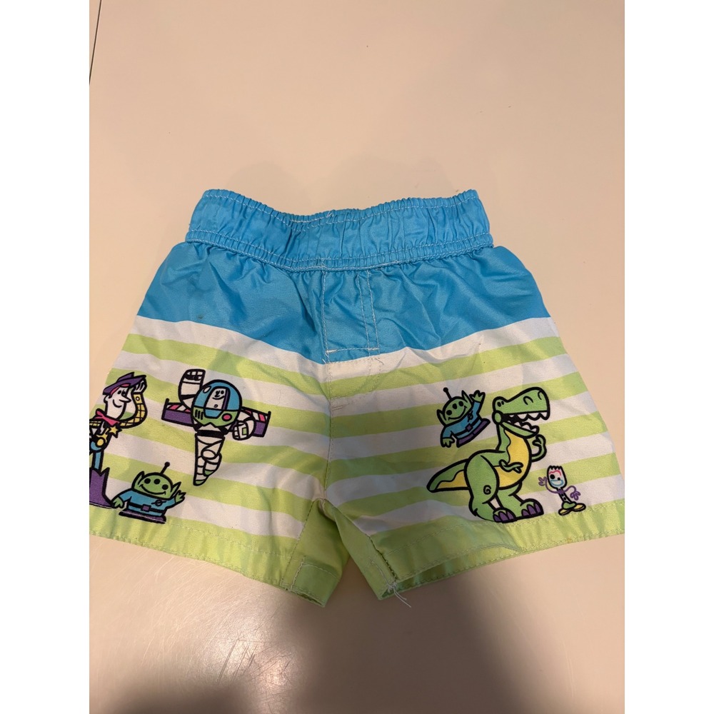 Disney Toy Story Toddler Boys Swim Trunks Blue Green Striped 18M Woody Buzz Rex